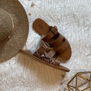 Ana Erie Cognac Faux Snake Skin Sandals Size 8.5